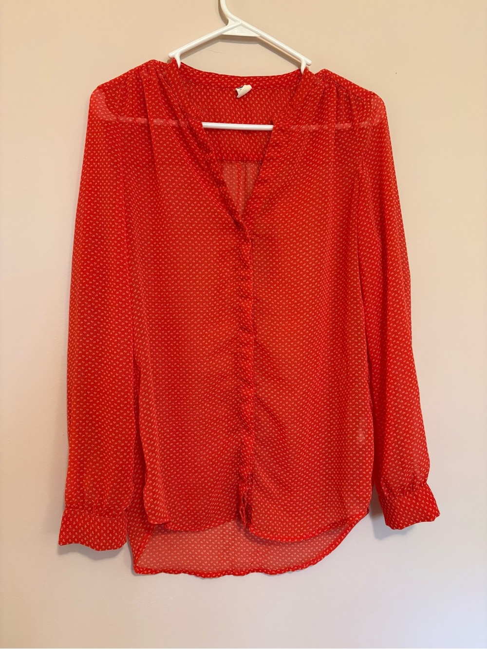 Old Navy Red Button-Front Polka Dot Blouse